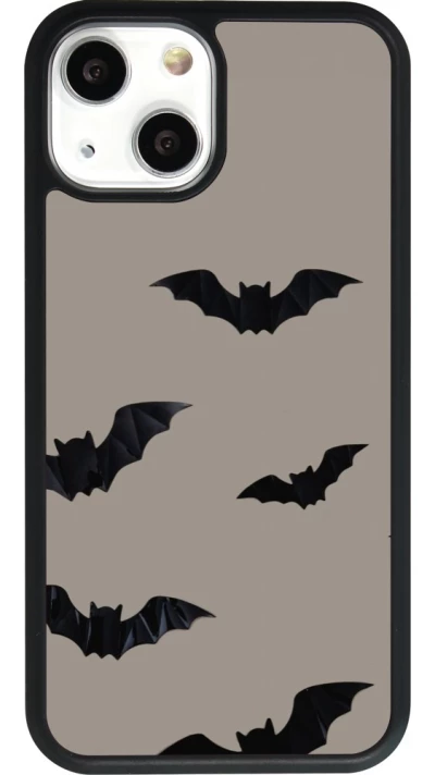 Coque iPhone 13 mini - Silicone rigide noir Halloween 2026 Bats