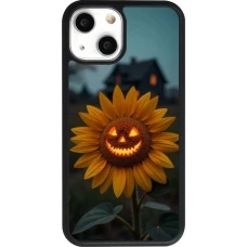 Coque iPhone 13 mini - Silicone rigide noir Halloween 2026 Evil Sunflower