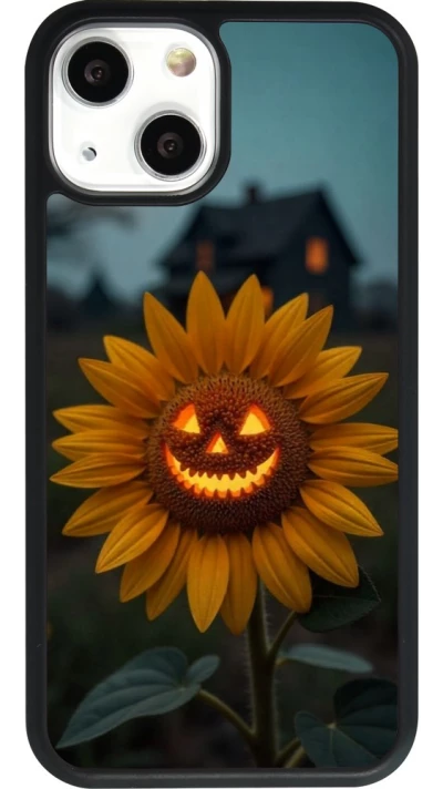 Coque iPhone 13 mini - Silicone rigide noir Halloween 2026 Evil Sunflower