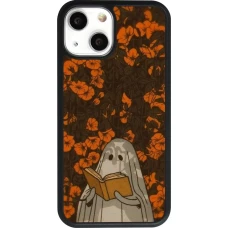 Coque iPhone 13 mini - Silicone rigide noir Halloween 2026 Ghost reading