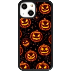 Coque iPhone 13 mini - Silicone rigide noir Halloween 2026 Pattern Pumpkins