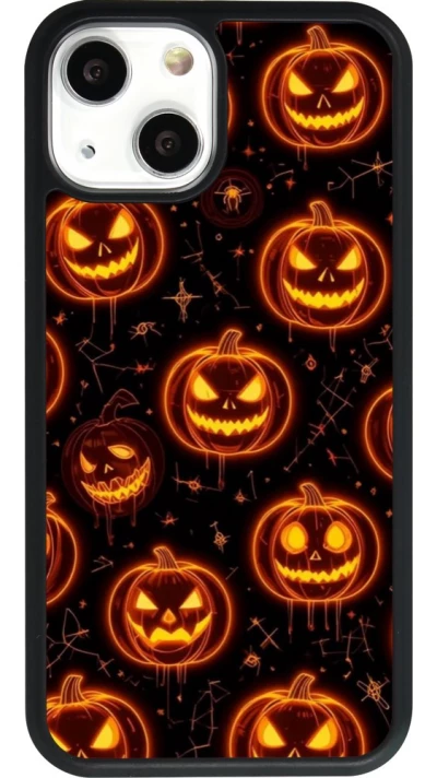 Coque iPhone 13 mini - Silicone rigide noir Halloween 2026 Pattern Pumpkins