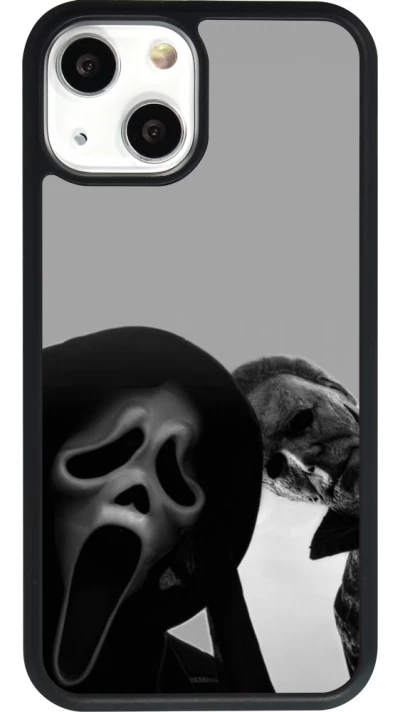 Coque iPhone 13 mini - Silicone rigide noir Halloween 2026 Scream and Michael Myers