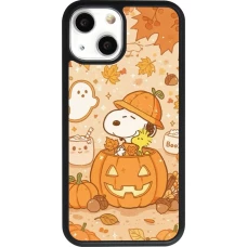Coque iPhone 13 mini - Silicone rigide noir Halloween 2026 Snoopy Halloween