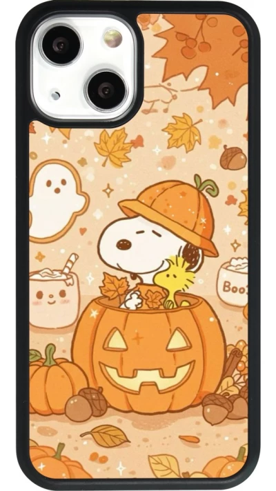 Coque iPhone 13 mini - Silicone rigide noir Halloween 2026 Snoopy Halloween