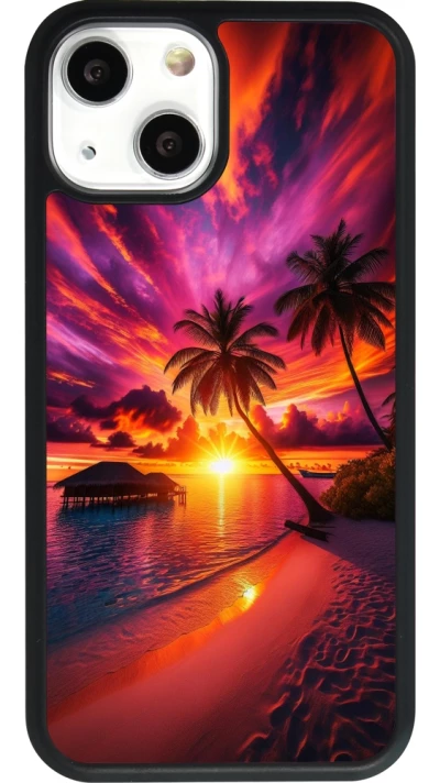 iPhone 13 mini Case Hülle - Silikon schwarz Malediven Abenddämmerung Glückseligkeit