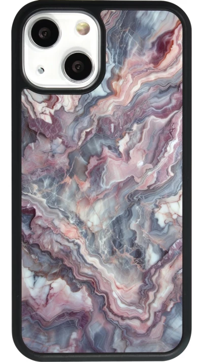 iPhone 13 mini Case Hülle - Silikon schwarz Violetter silberner Marmor