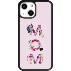 Coque iPhone 13 mini - Silicone rigide noir Mom 2024 girly mom