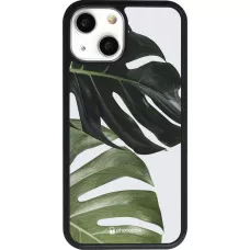 Coque iPhone 13 mini - Silicone rigide noir Monstera Plant