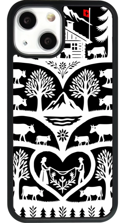 Coque iPhone 13 mini - Silicone rigide noir Poya Suisse 2 noir