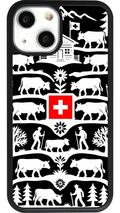 Coque iPhone 13 mini - Silicone rigide noir Poya Suisse 3 noir