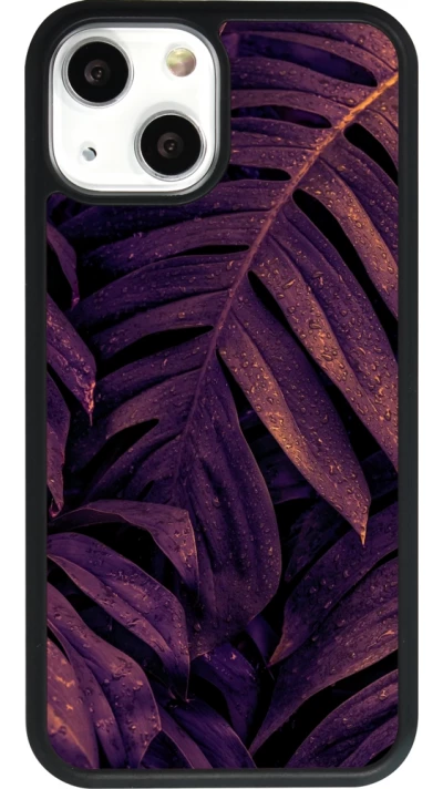 Coque iPhone 13 mini - Silicone rigide noir Purple Light Leaves