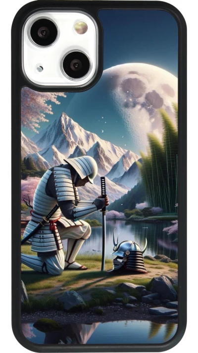Coque iPhone 13 mini - Silicone rigide noir Samurai Katana Lune