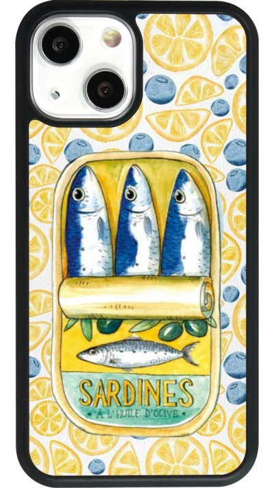 Coque iPhone 13 mini - Silicone rigide noir Sardines in oil 2026