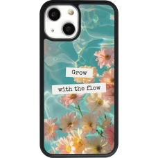 Coque iPhone 13 mini - Silicone rigide noir Summer 2025 Grow with the flow