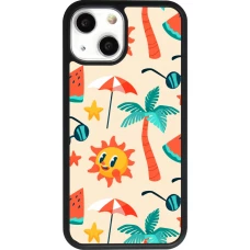 iPhone 13 mini Case Hülle - Silikon schwarz Summer 2025 Pattern soleil