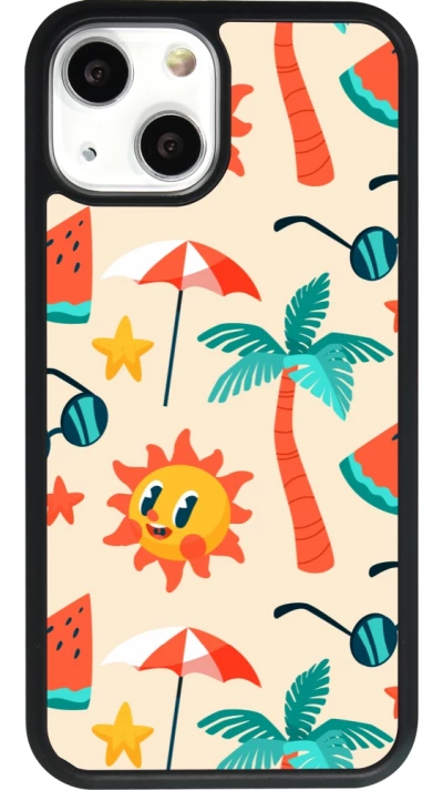iPhone 13 mini Case Hülle - Silikon schwarz Summer 2025 Pattern soleil