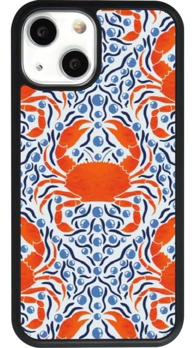 Coque iPhone 13 mini - Silicone rigide noir Crabs and pearls Summer 2026