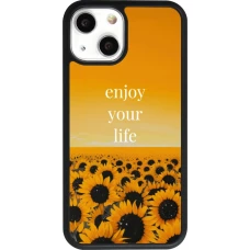 Coque iPhone 13 mini - Silicone rigide noir Summer 2026 Enjoy your life