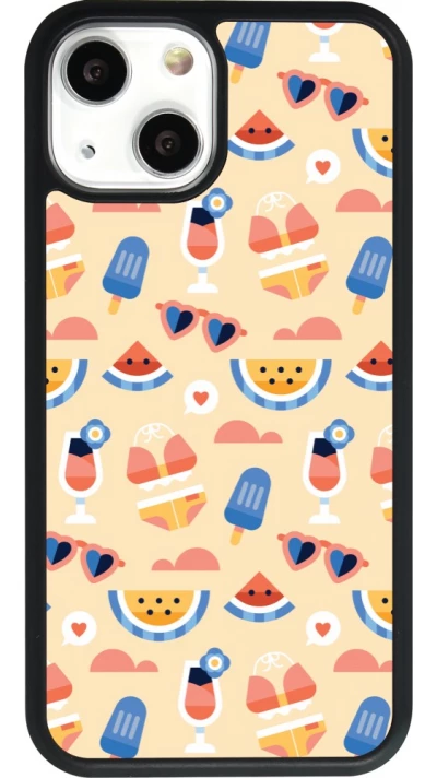Coque iPhone 13 mini - Silicone rigide noir Pattern Summer 2026