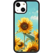 Coque iPhone 13 mini - Silicone rigide noir Sunflowers Summer 2026