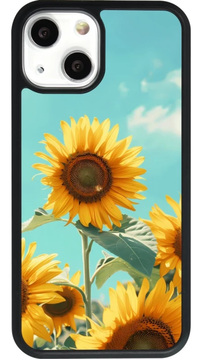Coque iPhone 13 mini - Silicone rigide noir Sunflowers Summer 2026
