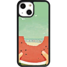 Coque iPhone 13 mini - Silicone rigide noir Views through a watermelon Summer 2026