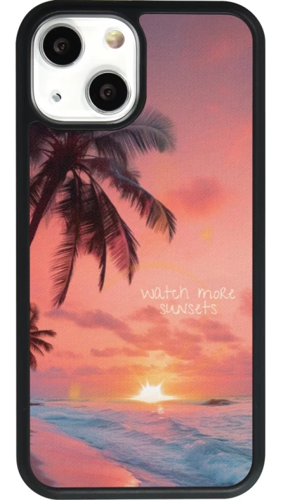 Coque iPhone 13 mini - Silicone rigide noir Watch more sunsets Summer 2026