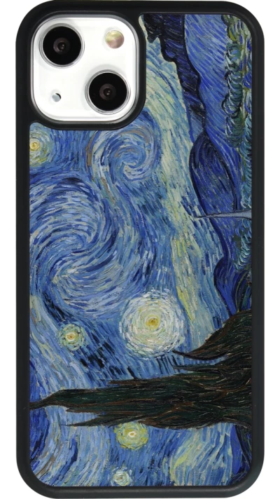 Coque iPhone 13 mini - Silicone rigide noir Tableau art - La Nuit étoilée - Van Gogh