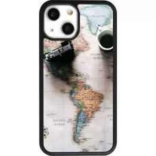 Coque iPhone 13 mini - Silicone rigide noir Travel 01