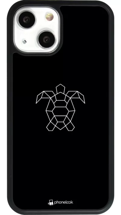 Coque iPhone 13 mini - Silicone rigide noir Turtles lines on black