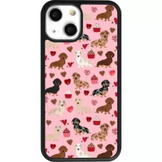 Coque iPhone 13 mini - Silicone rigide noir Valentine 2024 puppy love