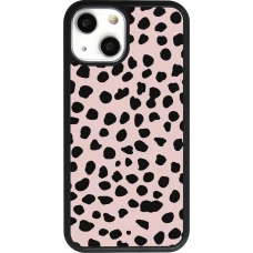 Coque iPhone 13 mini - Silicone rigide noir Wild Leopard Pink