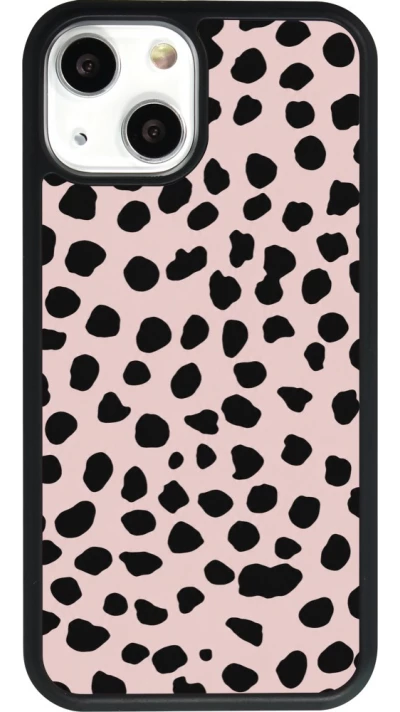 Coque iPhone 13 mini - Silicone rigide noir Wild Leopard Pink