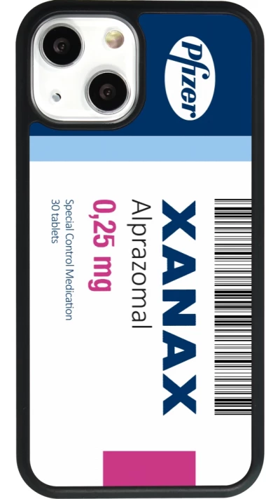 Coque iPhone 13 mini - Silicone rigide noir Xanax Alprazolam 2025
