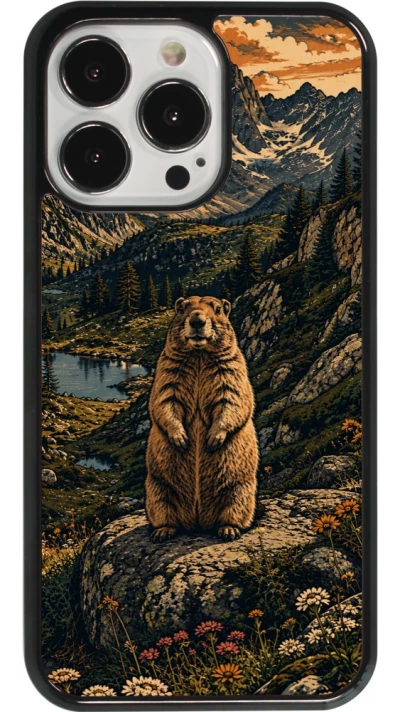 Coque iPhone 13 Pro - Linocut Marmotte