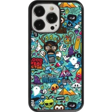 iPhone 13 Pro Case Hülle - Mixed Cartoons Turquoise