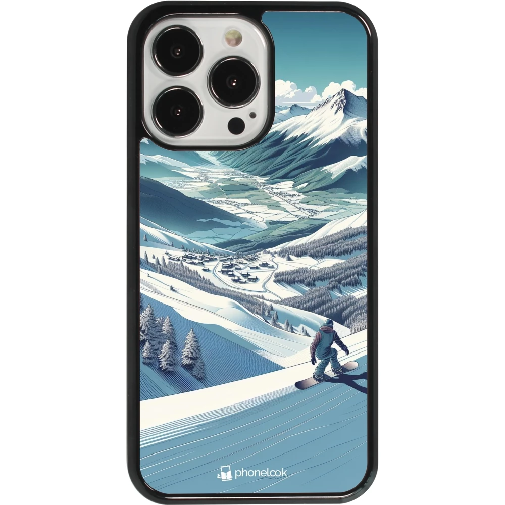 Coque iPhone 13 Pro - Snowboarder Montagne