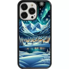 iPhone 13 Pro Case Hülle - Verschneites Bergdorf am See in der Nacht