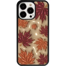 iPhone 13 Pro Case Hülle - Silikon schwarz Autumn 26 3D leaves