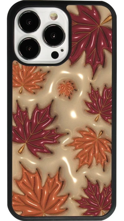 iPhone 13 Pro Case Hülle - Silikon schwarz Autumn 26 3D leaves