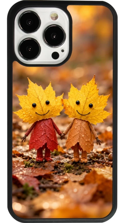 iPhone 13 Pro Case Hülle - Silikon schwarz Autumn 26 Couple of leaves