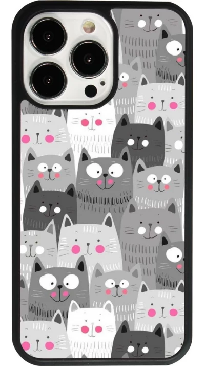 iPhone 13 Pro Case Hülle - Silikon schwarz Katzenschwärme