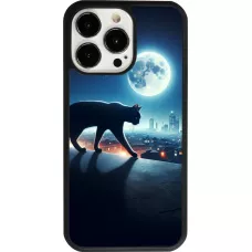 iPhone 13 Pro Case Hülle - Silikon schwarz Schwarze Katze unter dem Vollmond