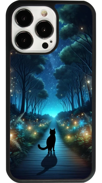 iPhone 13 Pro Case Hülle - Silikon schwarz Schwarze Katze Spaziergang