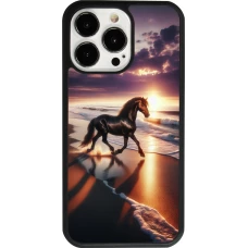 iPhone 13 Pro Case Hülle - Silikon schwarz Pferd majestätisch Strand