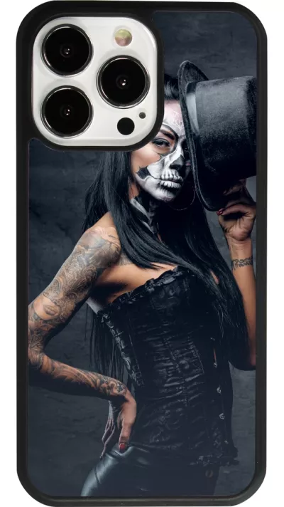 iPhone 13 Pro Case Hülle - Silikon schwarz Halloween 22 Tattooed Girl