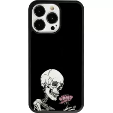 iPhone 13 Pro Case Hülle - Silikon schwarz Halloween 2023 rose and skeleton