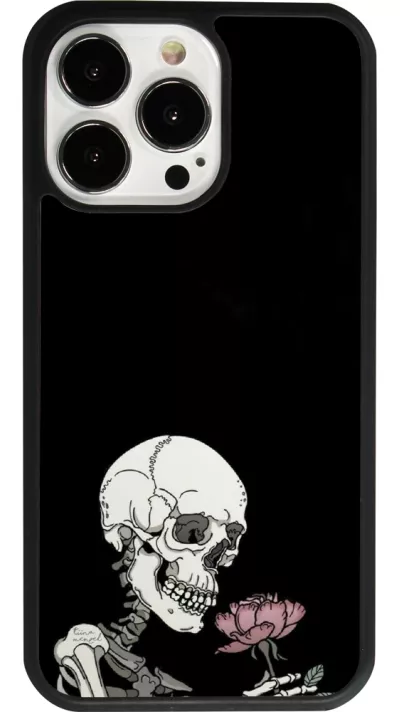 iPhone 13 Pro Case Hülle - Silikon schwarz Halloween 2023 rose and skeleton
