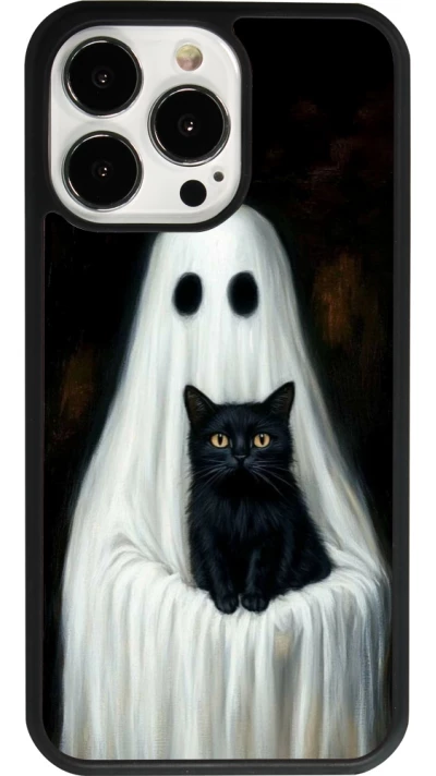 iPhone 13 Pro Case Hülle - Silikon schwarz Halloween 2025 Ghost with black cat